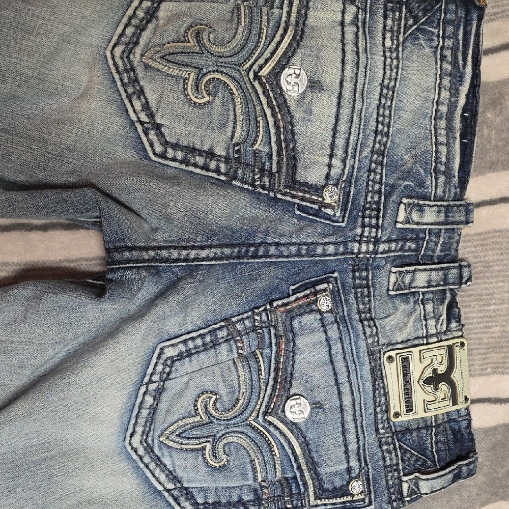Rock Revival Blue Denim with Logo Patch
